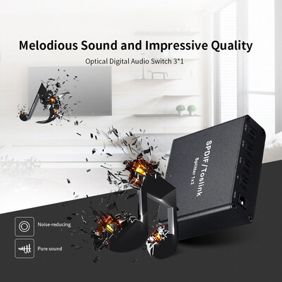 SPDIF Toslink Digital Optical Audio Splitter 1x3 Optical Splitter Adapter 1 in to 3 Out with Power Adapter
SPDIF Toslink Digital Optical Audio Splitter 1x3 Optical Splitter Adapter 1 in to 3 Out with Power Adapter