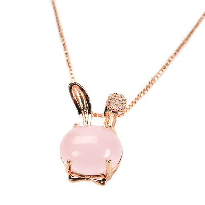 Silver Rose Gold Color Cute Natural Stones Necklace Korean Pink Crystal Pendant Female Rabbit Cartoon Jewelry
Silver Rose Gold Color Cute Natural Stones Necklace Korean Pink Crystal Pendant Female Rabbit Cartoon Jewelry
