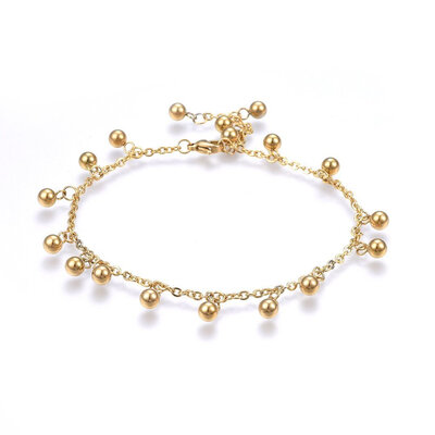 304 Stainless Steel Charm Anklets with Lobster Claw Clasps&Cable Chains Round Golden 9-78"25cm Charms 11x5mm
304 Stainless Steel Charm Anklets with Lobster Claw Clasps&Cable Chains Round Golden 9-78"25cm Charms 11x5mm