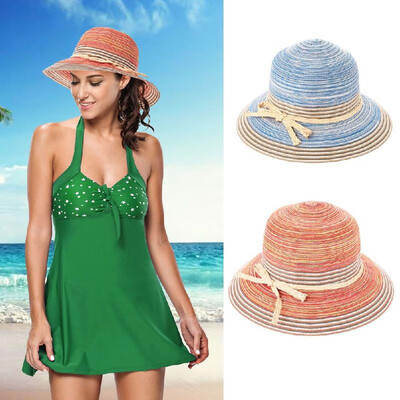 Fashion Women Sun Hat Contrast Stripe Wide Brim Belt Summer Sunbonnet Beach Panama Hat OrangeBlue
Fashion Women Sun Hat Contrast Stripe Wide Brim Belt Summer Sunbonnet Beach Panama Hat OrangeBlue