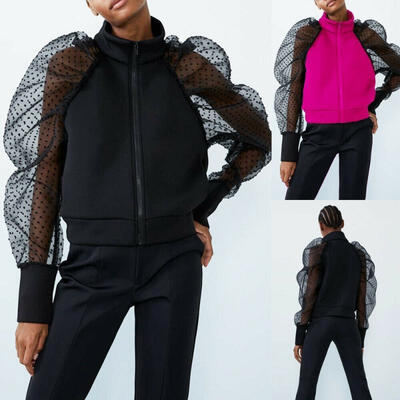 Women&39s Polka Dot Sheer Mesh Long Puff Sleeve Shirt Tops Blouse Zipper Coat Sweatshirts
Women&39s Polka Dot Sheer Mesh Long Puff Sleeve Shirt Tops Blouse Zipper Coat Sweatshirts