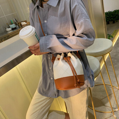 Women Patchwork Leather Shoulder Bags Plaid Drawstring Closure Bucket Crossbody Bags Fashion Girls Travel Daily Handbags
Women Patchwork Leather Shoulder Bags Plaid Drawstring Closure Bucket Crossbody Bags Fashion Girls Travel Daily Handbags