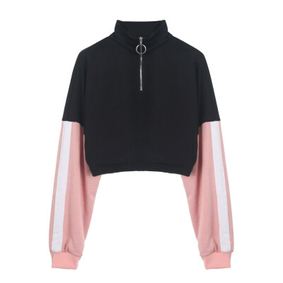 Womens Patchwork Zip Up Ring Pullovers Women Casual Autumn Stand Collar Sweatshirt Ladies Sporty Long Sleeve Short Crop Tops
Womens Patchwork Zip Up Ring Pullovers Women Casual Autumn Stand Collar Sweatshirt Ladies Sporty Long Sleeve Short Crop Tops
