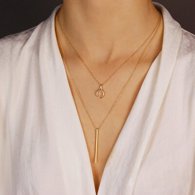 European&American fashion double-layer necklace wish bone wish bone metal hanging rod geometric necklace
European&American fashion double-layer necklace wish bone wish bone metal hanging rod geometric necklace
