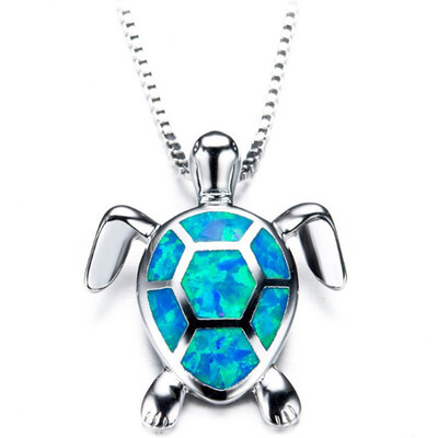 Beautiful Blue Opal Silver Plated Turtle Necklace Silver Chain Collarbone Chain Sweater Chain
Beautiful Blue Opal Silver Plated Turtle Necklace Silver Chain Collarbone Chain Sweater Chain
