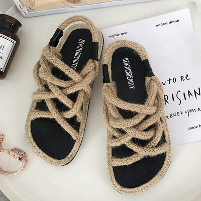 Summer womens shoes hi with Roman sand beach shoes crossed with hemp rope straw sandals
Summer womens shoes hi with Roman sand beach shoes crossed with hemp rope straw sandals