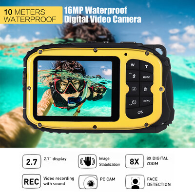 16MP 27" LCD Waterproof Digital Video Camera Mini Camcorder DV Underwater Max 10M Diving 8X Digital Zooming Face Detection
16MP 27" LCD Waterproof Digital Video Camera Mini Camcorder DV Underwater Max 10M Diving 8X Digital Zooming Face Detection