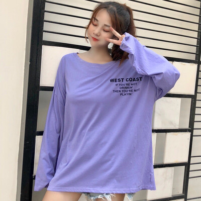 Women Fashion Design Thin Section Loose Bf Lazy Style Print Long-sleeved T-shirt Large Size Loose Letter T-shirt White
Women Fashion Design Thin Section Loose Bf Lazy Style Print Long-sleeved T-shirt Large Size Loose Letter T-shirt White