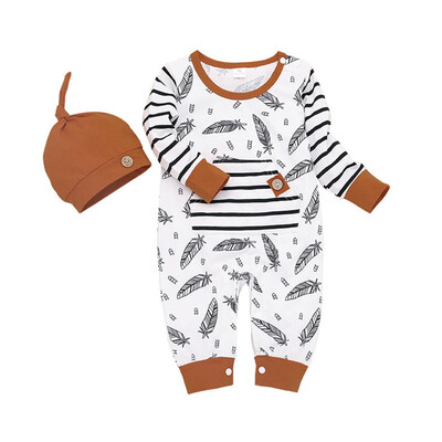 Spring Autumn Casual Jumpsuits Baby Fashion Striped Leaves Printing Long Sleeve Rompers Cute Kids Toddler Bodysuits
Spring Autumn Casual Jumpsuits Baby Fashion Striped Leaves Printing Long Sleeve Rompers Cute Kids Toddler Bodysuits