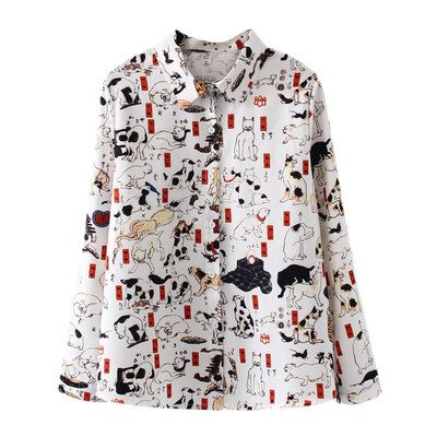 Korean Chic Floral Printing Short Sleeve Blouse Women Summer Cat Printed Shirt Tops Female Casual Loose Blusas
Korean Chic Floral Printing Short Sleeve Blouse Women Summer Cat Printed Shirt Tops Female Casual Loose Blusas