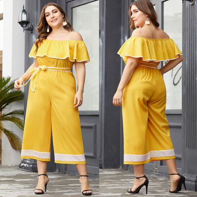 Starmoon Womens Plus Size Ruffled Slash Neck Sling Contrast Color Wide Leg Jumpsuit
Starmoon Womens Plus Size Ruffled Slash Neck Sling Contrast Color Wide Leg Jumpsuit
