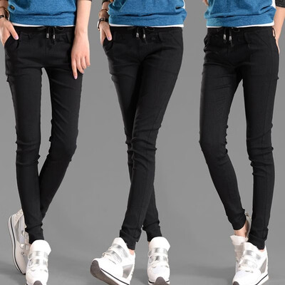 New Fashion Women Casual Pants Elastic Waist Drawstring Slim Pencil Pants Trousers BlackWhite 
New Fashion Women Casual Pants Elastic Waist Drawstring Slim Pencil Pants Trousers BlackWhite
