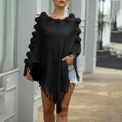 Tailored Womens Fashionable Round-Necked Cloak Shawl Collar Pure-Color Sweater Blouse
Tailored Womens Fashionable Round-Necked Cloak Shawl Collar Pure-Color Sweater Blouse