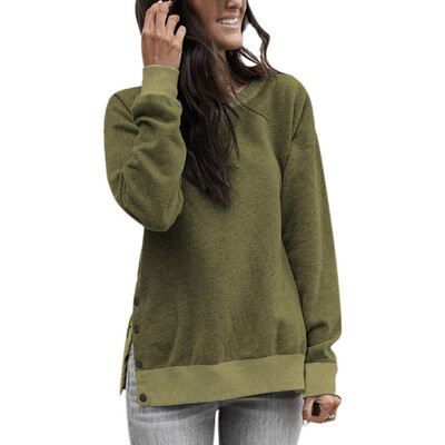 Sweatshirt Women Autumn Winter Pullover Round Collar Solid Color Button Loose Sweatshirt Long Sleeve Casual Simple Wild Tops
Sweatshirt Women Autumn Winter Pullover Round Collar Solid Color Button Loose Sweatshirt Long Sleeve Casual Simple Wild Tops