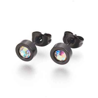 304 Stainless Steel Ear Studs with Rhinestone Flat Round Crystal AB Gunmetal 14mm Pin 07mm
304 Stainless Steel Ear Studs with Rhinestone Flat Round Crystal AB Gunmetal 14mm Pin 07mm