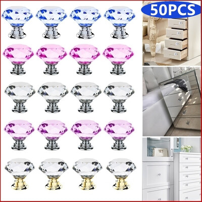 50Pcs 30mm Crystal Cabinet Knob with Screws Diamond Shape Drawer Cupboard Handle Pull Home Decor
50Pcs 30mm Crystal Cabinet Knob with Screws Diamond Shape Drawer Cupboard Handle Pull Home Decor
