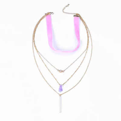 Multilayer Bar Layered Triple Alloy Chain Natural Stone Pendants Necklaces for Women Girls
Multilayer Bar Layered Triple Alloy Chain Natural Stone Pendants Necklaces for Women Girls