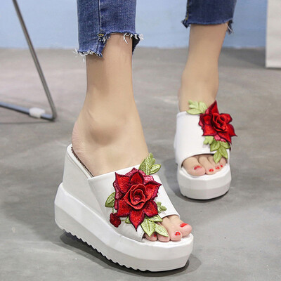 Rose Women Thick-Bottom Sloped Slippers Embroidered High-Heeled Wedges Platform Shoes
Rose Women Thick-Bottom Sloped Slippers Embroidered High-Heeled Wedges Platform Shoes