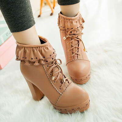 Rose Womens Boots Lolita Sweet Round Toe Lace Up Platform High Heel Ankle Snow Boots
Rose Womens Boots Lolita Sweet Round Toe Lace Up Platform High Heel Ankle Snow Boots