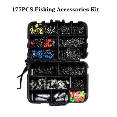 177PCS Fishing Accessories Kit Set with Tackle Box Including Swivel Slides Ball Bearing Rolling Snap Barrel Jig Hook
177PCS Fishing Accessories Kit Set with Tackle Box Including Swivel Slides Ball Bearing Rolling Snap Barrel Jig Hook