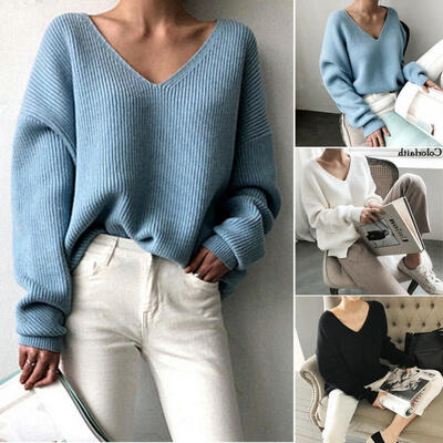 Casual Women&39s Loose Pullover Sweatershirt Long Sleeve Blouse Autumn Ladies V neck Sweater
Casual Women&39s Loose Pullover Sweatershirt Long Sleeve Blouse Autumn Ladies V neck Sweater