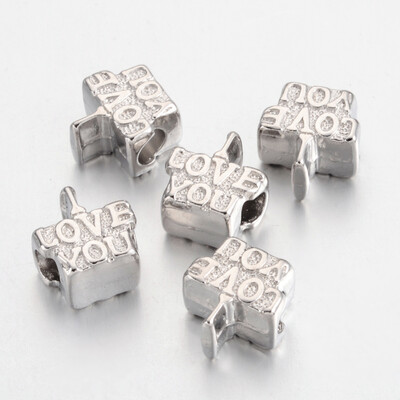 Tibetan Style European Beads Lead Free & Cadmium Free Large Hole Beads Phrase"LOVE YOU" for Valentines Day Platinum
Tibetan Style European Beads Lead Free & Cadmium Free Large Hole Beads Phrase"LOVE YOU" for Valentines Day Platinum