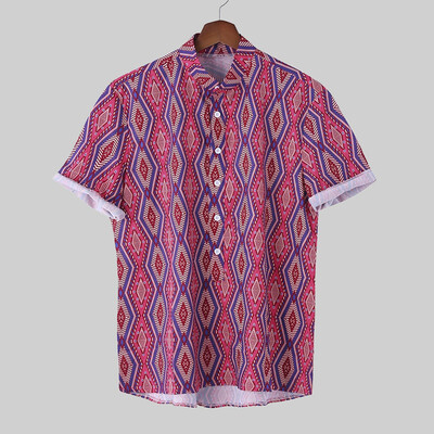 Tailored Mens Ethnic Printed Stand Collar Colorful Stripe Short Sleeve Loose Shirt
Tailored Mens Ethnic Printed Stand Collar Colorful Stripe Short Sleeve Loose Shirt