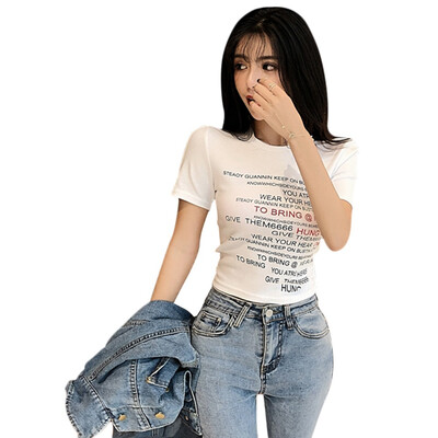 Womens Korean Style Candy Color Round Neck Letter Print Short Sleeve Tight Crop Top T-Shirt
Womens Korean Style Candy Color Round Neck Letter Print Short Sleeve Tight Crop Top T-Shirt