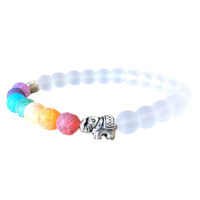 8 mm Matte White Pearl Elephant Bracelet Colourful Chakra Yoga Beads Hand String Unisex Pair Jewellery
8 mm Matte White Pearl Elephant Bracelet Colourful Chakra Yoga Beads Hand String Unisex Pair Jewellery