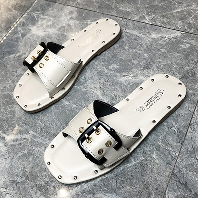 Slippers women wear spring Korean version of 100 fashion belt buckle a word flat bottom slippers
Slippers women wear spring Korean version of 100 fashion belt buckle a word flat bottom slippers