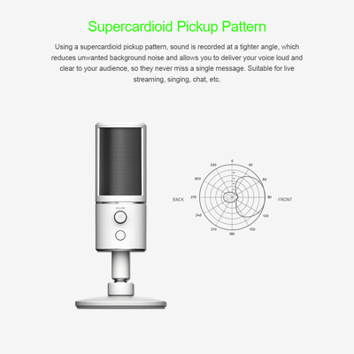 Razer Seiren X USB Streaming Microphone Built-in Shock Mount Supercardiod Pick-Up Pattern 25mm Condenser Capsules USB Plug & Play
Razer Seiren X USB Streaming Microphone Built-in Shock Mount Supercardiod Pick-Up Pattern 25mm Condenser Capsules USB Plug & Play