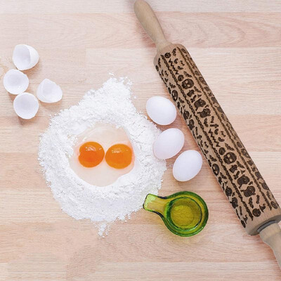 Wooden Rolling Pin with Easy Roll Bearings Halloween Engraved Embossing Rolling Pin Baking Cookies Cake Biscuit Tarts Noodle Dough
Wooden Rolling Pin with Easy Roll Bearings Halloween Engraved Embossing Rolling Pin Baking Cookies Cake Biscuit Tarts Noodle Dough