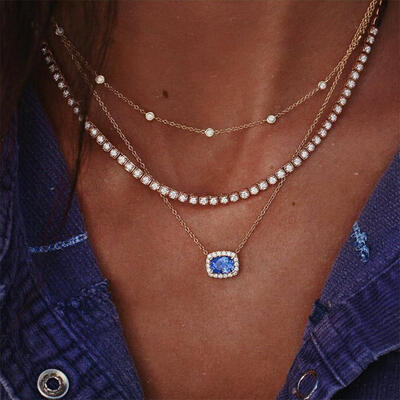 Bohemian Exquisite Crystal Pendant Multilayer Gold Necklace Women Fashion Clavicle Chain Party Wedding Clothing Accessories
Bohemian Exquisite Crystal Pendant Multilayer Gold Necklace Women Fashion Clavicle Chain Party Wedding Clothing Accessories