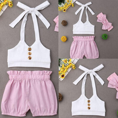6M-3Y 3pcs Kids Toddler Little Girl Sleeveless Halter Crop Top Elastic Shorts Headband Outfits Clothing
6M-3Y 3pcs Kids Toddler Little Girl Sleeveless Halter Crop Top Elastic Shorts Headband Outfits Clothing
