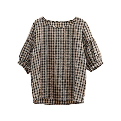 2019 Top Women Casual Cotton Plaid Print Round Neck Summer Loose Sweet Lantern Sleeve Thin Retro Top camisetas verano mujer
2019 Top Women Casual Cotton Plaid Print Round Neck Summer Loose Sweet Lantern Sleeve Thin Retro Top camisetas verano mujer