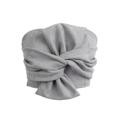 Women Suede Cropped Top Bow Front Slash Neck Sleeveless Back Zipper Crop Tube Tops PinkGrey
Women Suede Cropped Top Bow Front Slash Neck Sleeveless Back Zipper Crop Tube Tops PinkGrey