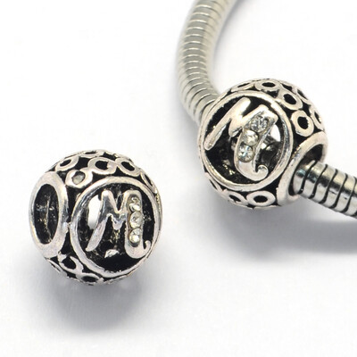 Alloy Rhinestone European Beads Letter Style Large Hole Rondelle Beads Antique Silver LetterM 11x95mm Hole 45mm
Alloy Rhinestone European Beads Letter Style Large Hole Rondelle Beads Antique Silver LetterM 11x95mm Hole 45mm