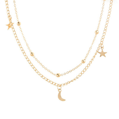 Women 2 Layer Star Moon Choker Necklace Simple Gold Silver Color Multilayer Necklace For Women
Women 2 Layer Star Moon Choker Necklace Simple Gold Silver Color Multilayer Necklace For Women