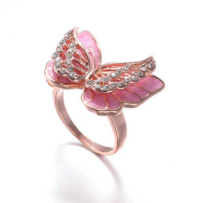 Solid Rose Gold Butterfly Ring Pink Enamel Wings Diamond Jewelry Dreaming Birthday Anniversary Gift
Solid Rose Gold Butterfly Ring Pink Enamel Wings Diamond Jewelry Dreaming Birthday Anniversary Gift