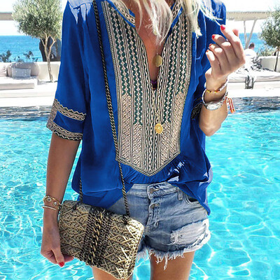 T Shirt Women Bohemian Loose Comfortable Tshirt Summer V-Neck Half Sleeve Geometric Print Top Tee Casual Haut Femme
T Shirt Women Bohemian Loose Comfortable Tshirt Summer V-Neck Half Sleeve Geometric Print Top Tee Casual Haut Femme