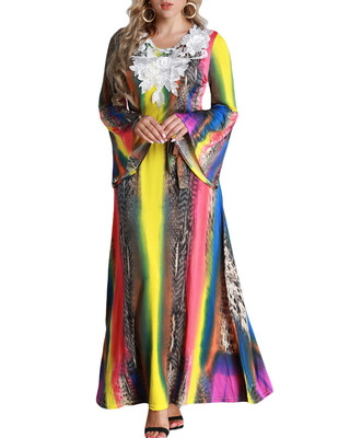 Women Plus Size Maxi Long Dress Contrast Color Flare Long Sleeves Belt Lace Colorful Elegant A-Line Dresses
Women Plus Size Maxi Long Dress Contrast Color Flare Long Sleeves Belt Lace Colorful Elegant A-Line Dresses