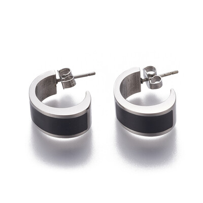 304 Stainless Steel Stud Earrings with Enamel&Ear Nuts Stainless Steel Color Black 17x75x125mm Pin 09mm
304 Stainless Steel Stud Earrings with Enamel&Ear Nuts Stainless Steel Color Black 17x75x125mm Pin 09mm