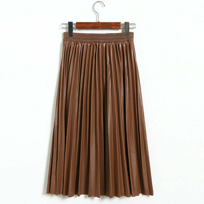 Fashion New Womens High Waisted PU Leather Plain Jersey Maxi Dress Pleated Skirt 
Fashion New Womens High Waisted PU Leather Plain Jersey Maxi Dress Pleated Skirt