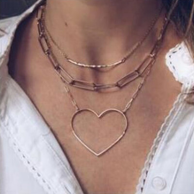 Glamour Women Necklaces Heart Geometry Pendant Clavicle Chain Multilayer Gold Necklace Set Fashion Lady Birthday Party Jewelry
Glamour Women Necklaces Heart Geometry Pendant Clavicle Chain Multilayer Gold Necklace Set Fashion Lady Birthday Party Jewelry