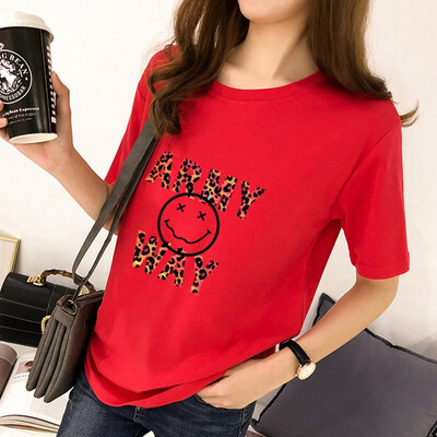 Tee Shirt Femme Womens Korean Style Round Neck Cartoon & Letters women tshirt Print Half Sleeve Loose T-Shirt
Tee Shirt Femme Womens Korean Style Round Neck Cartoon & Letters women tshirt Print Half Sleeve Loose T-Shirt