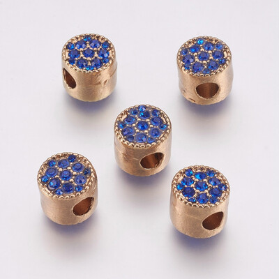 Alloy European Beads Large Hole Beads with Rhinestone Column Light Gold Sapphire 11x10mm Hole 45mm
Alloy European Beads Large Hole Beads with Rhinestone Column Light Gold Sapphire 11x10mm Hole 45mm