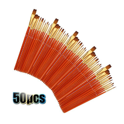 50 PCS Nylon Hair Paint Brushes Set Artist Paintbrush Lot Multiple Mediums Brushes for Watercolor Gouache Oil Painting Great Art D
50 PCS Nylon Hair Paint Brushes Set Artist Paintbrush Lot Multiple Mediums Brushes for Watercolor Gouache Oil Painting Great Art D
