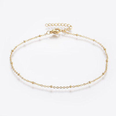304 Stainless Steel Anklets with Lobster Claw Clasps Round Beads&Cable Chains Golden 9"230mm 15mm
304 Stainless Steel Anklets with Lobster Claw Clasps Round Beads&Cable Chains Golden 9"230mm 15mm