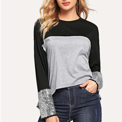 Tailored Women Fashion Casual Black And GraySplice Striped T Shirt Loose Long Sleeve Top
Tailored Women Fashion Casual Black And GraySplice Striped T Shirt Loose Long Sleeve Top