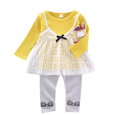 Spring Autumn Baby Girls Casual Cute Lace Design Long Sleeve Dress With Cropped Trousers Kids Toddler Sundress Two-piece Set
Spring Autumn Baby Girls Casual Cute Lace Design Long Sleeve Dress With Cropped Trousers Kids Toddler Sundress Two-piece Set